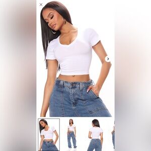 Bundle of 3 Women's V-Neck Crop Top (White, Olive, & Pink)